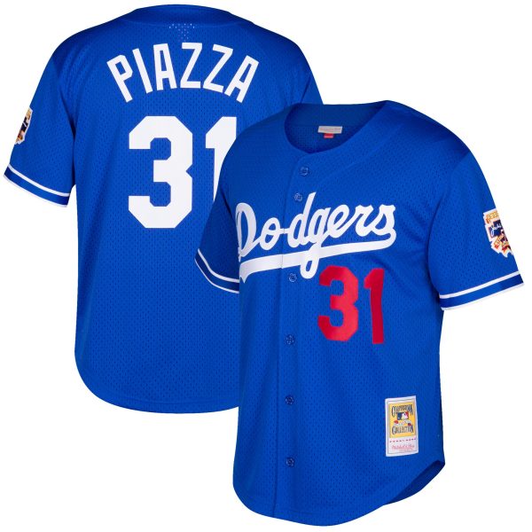 LA Dodgers Jerseys Store – mens los angeles dodgers mike piazza mitchell  ness royal cooperstown collection mesh batting practice button-up jersey Baseball Jerseys and Hats